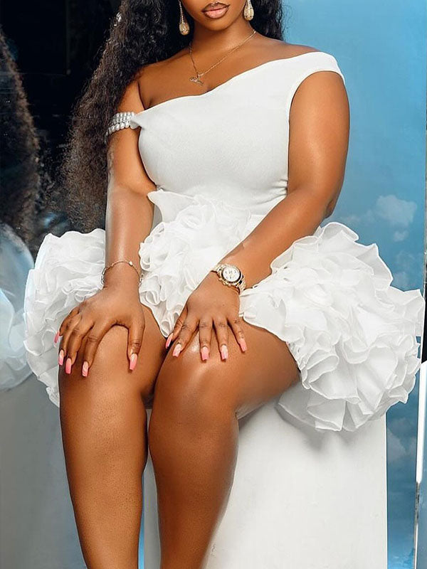 Momnfancy Solid color Off Shoulder Peal Tulle Party Baby Shower Bodycon Maternity Mini Dress