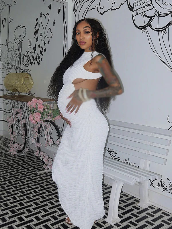 Momnfancy Backless Bodycon Maternity Maxi Dresses