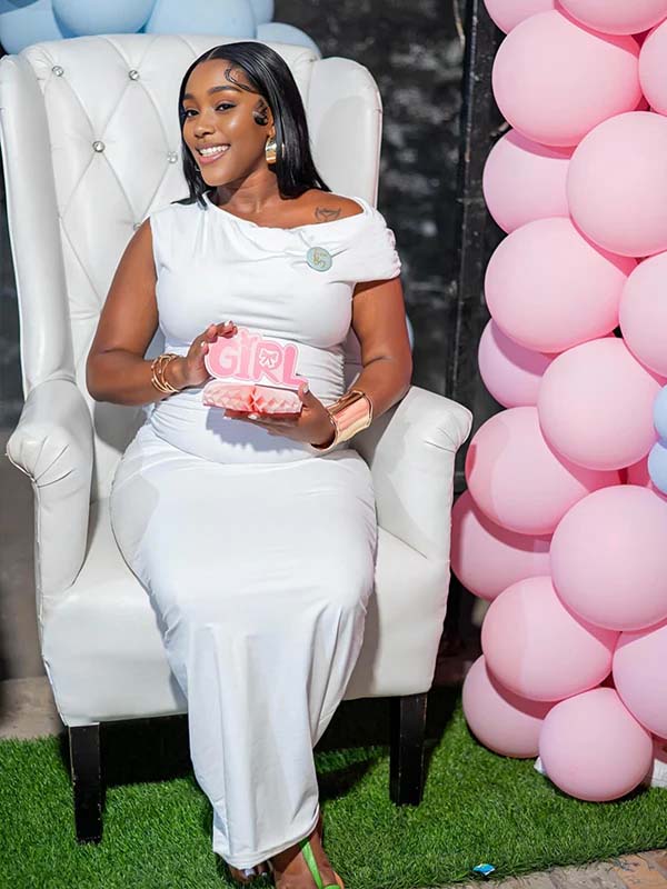 Momnfancy White Off Shoulder Bodycon Mermaid Party Cap Sleeve Baby Shower Maternity Maxi Dress