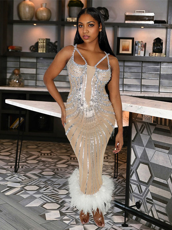 Momnfancy Mermaid Sparkly Cocktail Party Maternity Maxi Dress