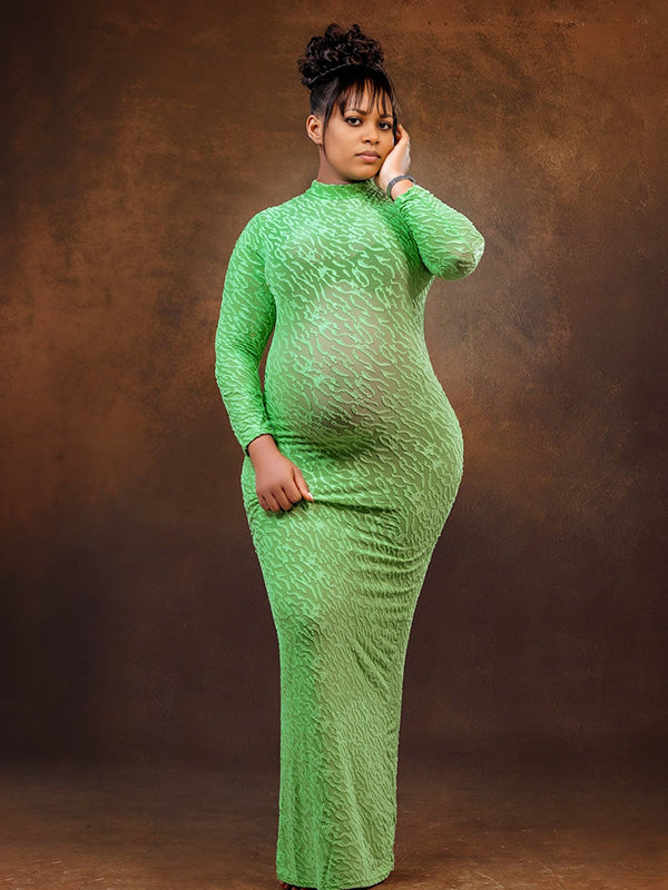 Momnfancy Print Bodycon Elegant Maternity Maxi Dresses