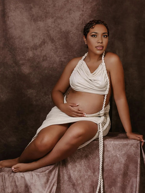 Momnfancy One Shoulder Cut Out Photoshoot Maternity Maxi Dress