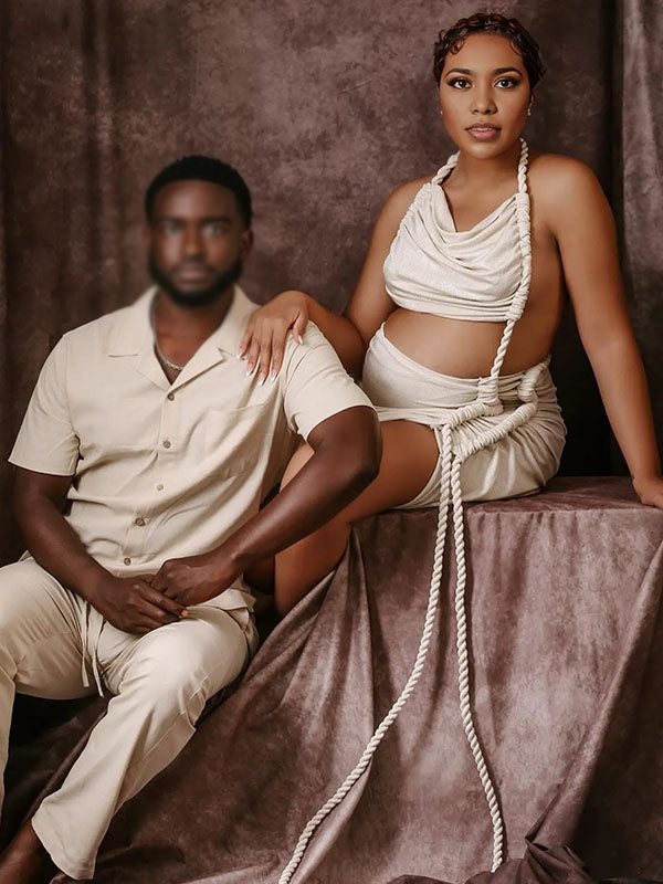 Momnfancy One Shoulder Cut Out Photoshoot Maternity Maxi Dress