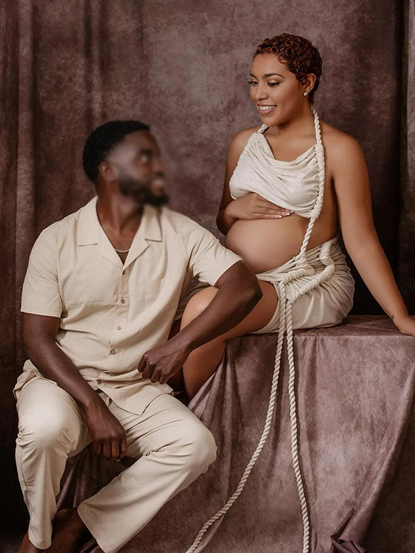 Momnfancy One Shoulder Cut Out Photoshoot Maternity Maxi Dress