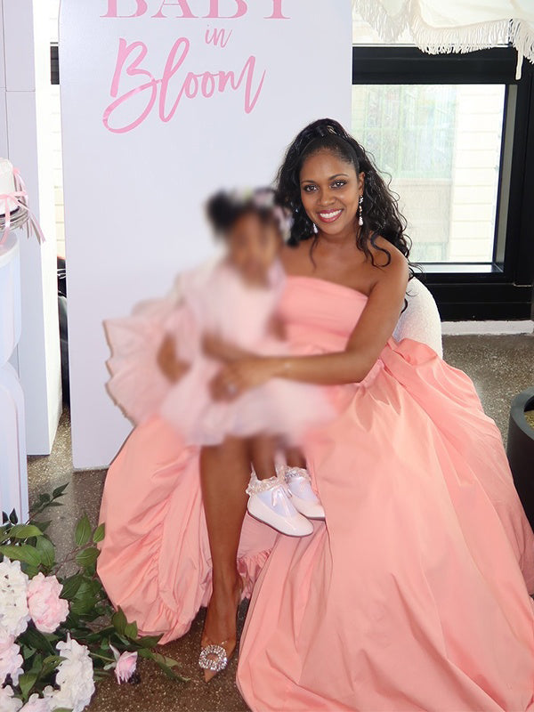 Momnfancy Tube Top Side Slit Maternity Maxi Dresses