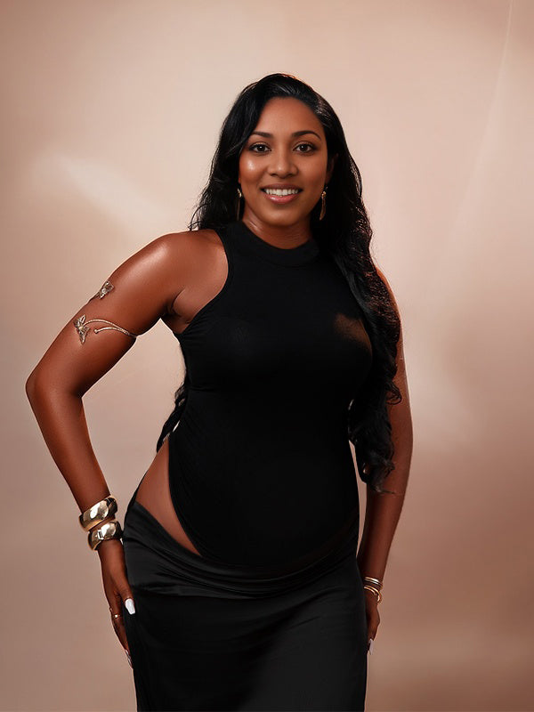 Momnfancy Cut-out Bodycon Ruched Maternity Maxi Dresses