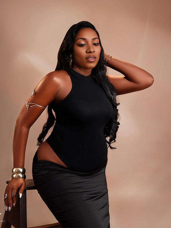 Momnfancy Cut-out Bodycon Ruched Maternity Maxi Dresses