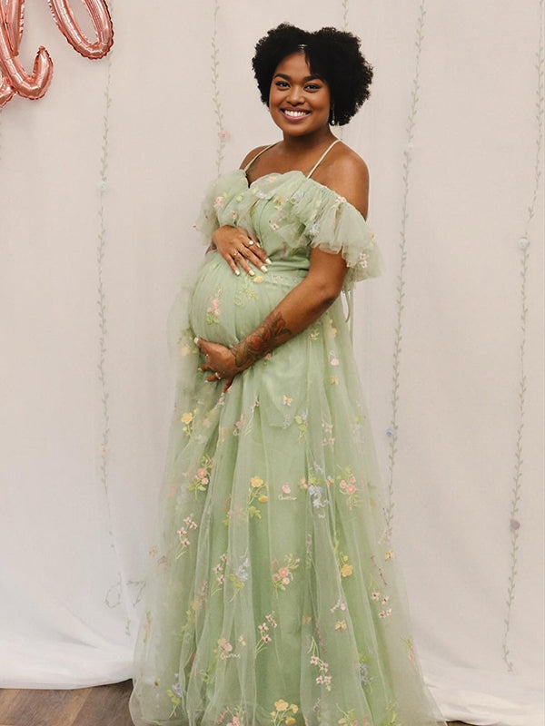 Momnfancy Lace Tulle homecoming Baby Shower Maternity Maxi Dresses