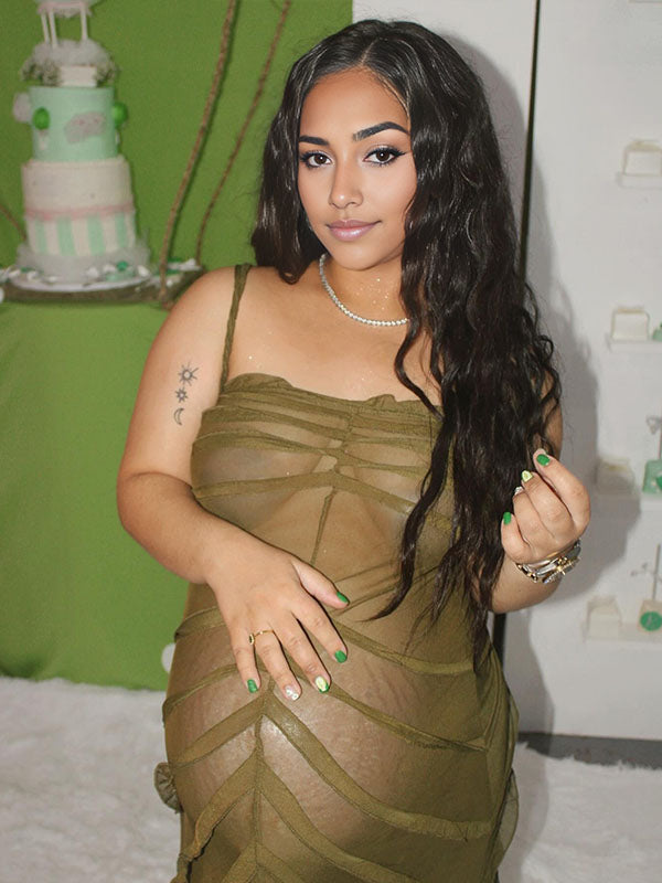 Momnfancy Off Shoulder Ruffle Photoshoot Maternity Maxi Dress