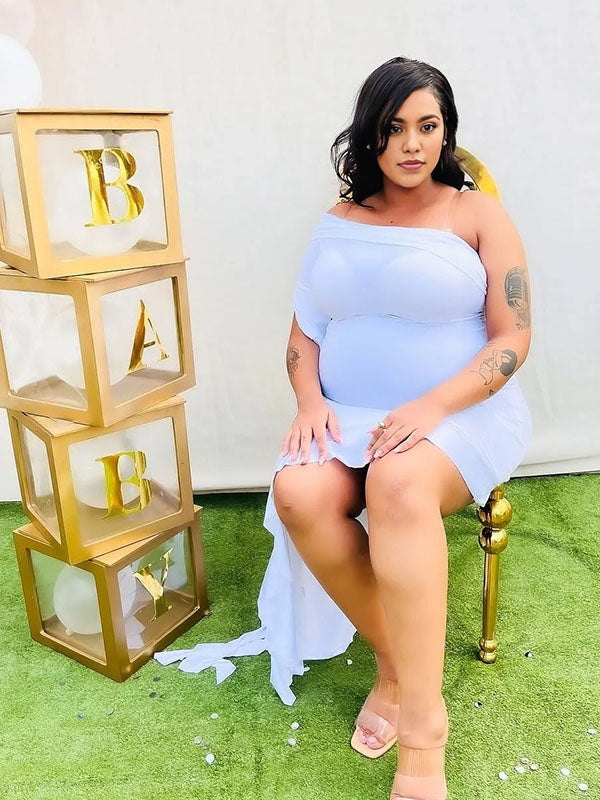 Momnfancy One Shoulder Ruffle Bodycon Maternity Maxi Dress