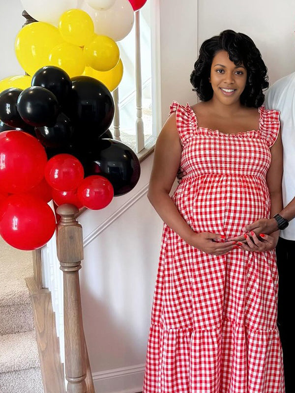 Momnfancy Flannel Flying sleeves Maternity Maxi Dresses