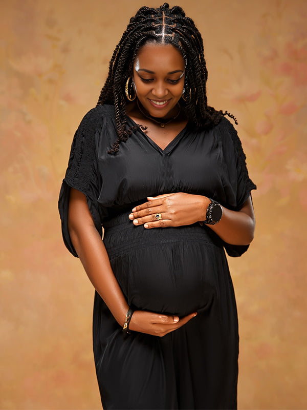 Momnfancy Tightness Dolman Sleeve Maternity Maxi Dresses