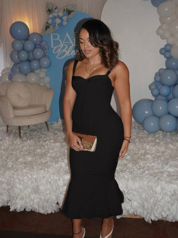 Momnfancy Spaghetti Strap Mermaid Maternity Maxi Dresses