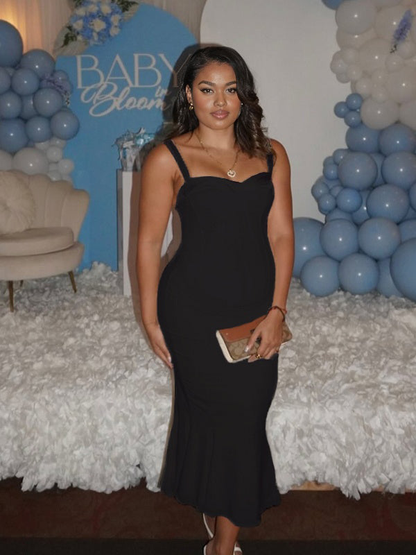 Momnfancy Spaghetti Strap Mermaid Maternity Maxi Dresses