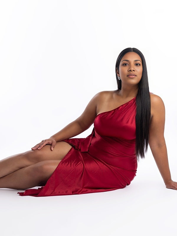 Momnfancy Oblique Shoulder Side Slit Maternity Maxi Dresses