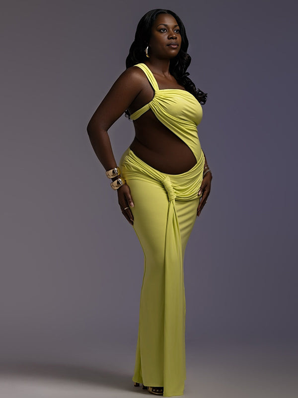 Momnfancy Oblique Shoulder Ruched Maternity Maxi Dresses