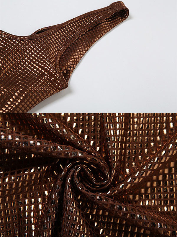 Momnfancy Brown Backless U-Neck Bright Print Bodycon Party Photoshoot Maternity Maxi Dress