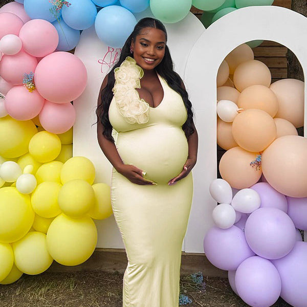 Momnfancy 3D-flowers Bodycon Maternity Maxi Dresses