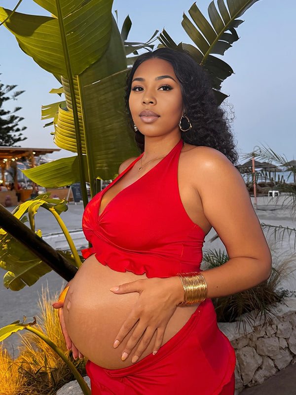 Momnfancy 2-in-1 Falbala Twist Maternity Maxi Dresses