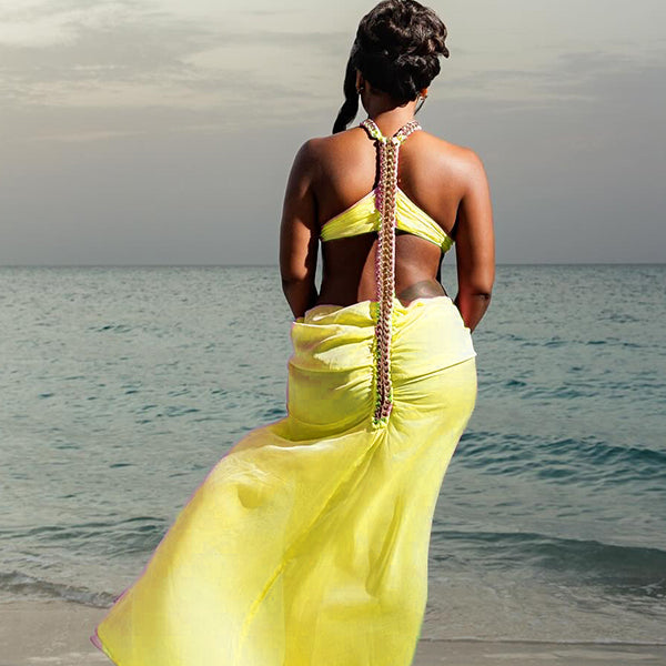 Momnfancy Fake-two pieces Halter Neck Maternity Maxi Dresses