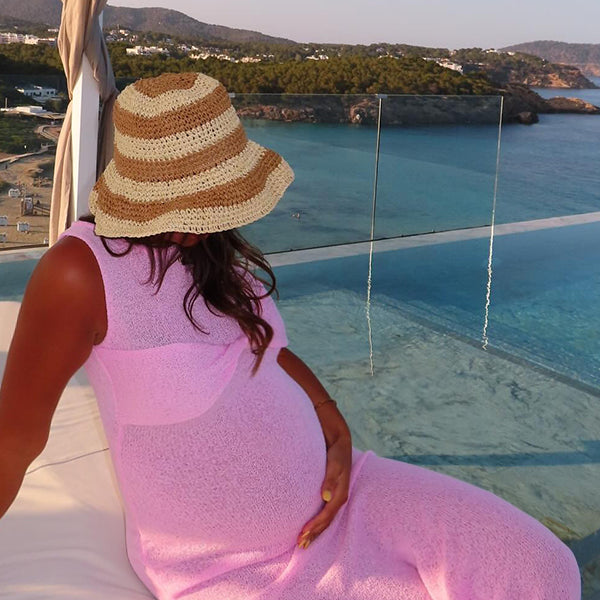 Momnfancy Knitted Tube Top Maternity Maxi Dress