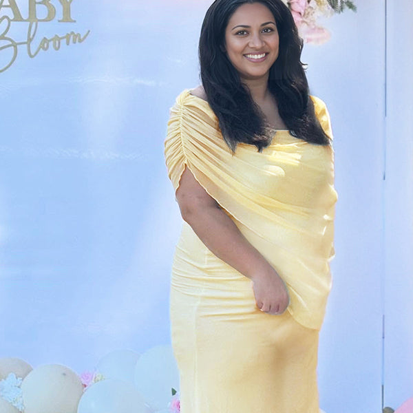 Momnfancy Tulle Bodycon Mermaid Falbala Maternity Maxi Dress