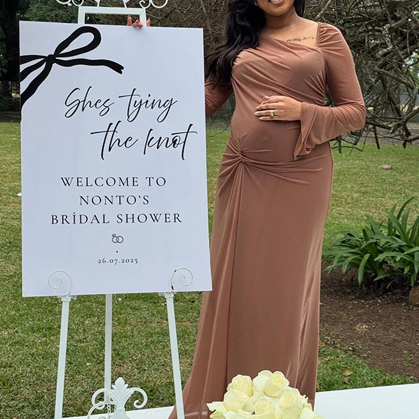 Momnfancy Flare Sleeve Bodycon Ruched Waist-cinching Maternity Maxi Dress