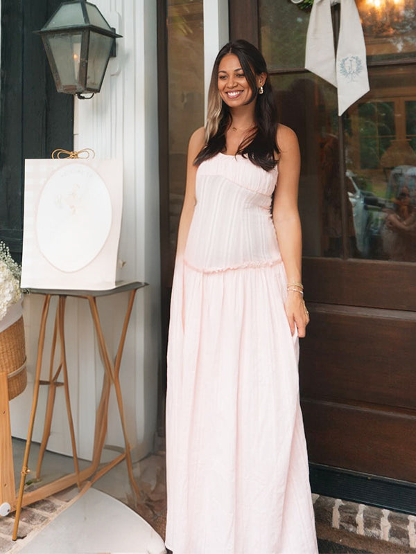 Momnfancy Spaghetti Strap Falbala Waist-cinching Ruched Maternity Jeans