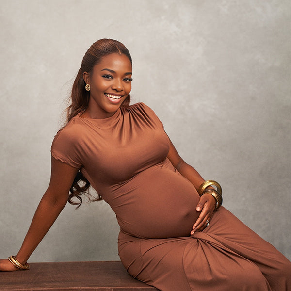 Momnfancy Ruched Lace-up Mermaid BodyconMaternity Maxi Dress