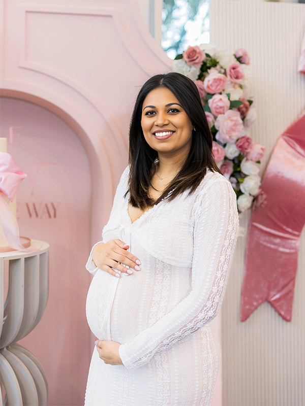 Momnfancy Cardigan Print Mermaid Lace Lace-up Maternity Maxi Dress