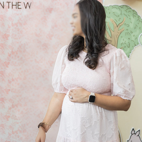 Momnfancy Tightness Bodycon Lace A-Line Maternity Midi Dress