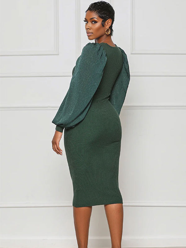 Momnfancy Drawstring Waist-Slim Fit Adjustable Bodycon Everyday Maternity Midi Dress