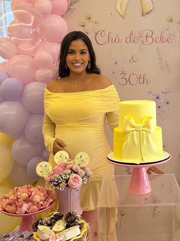 Momnfancy Boat Neck Off Shoulder Ruched Bodycon Baby Shower Long Sleeve Maternity Mini Dress