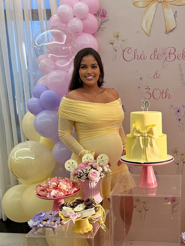 Momnfancy Boat Neck Off Shoulder Ruched Bodycon Baby Shower Long Sleeve Maternity Mini Dress