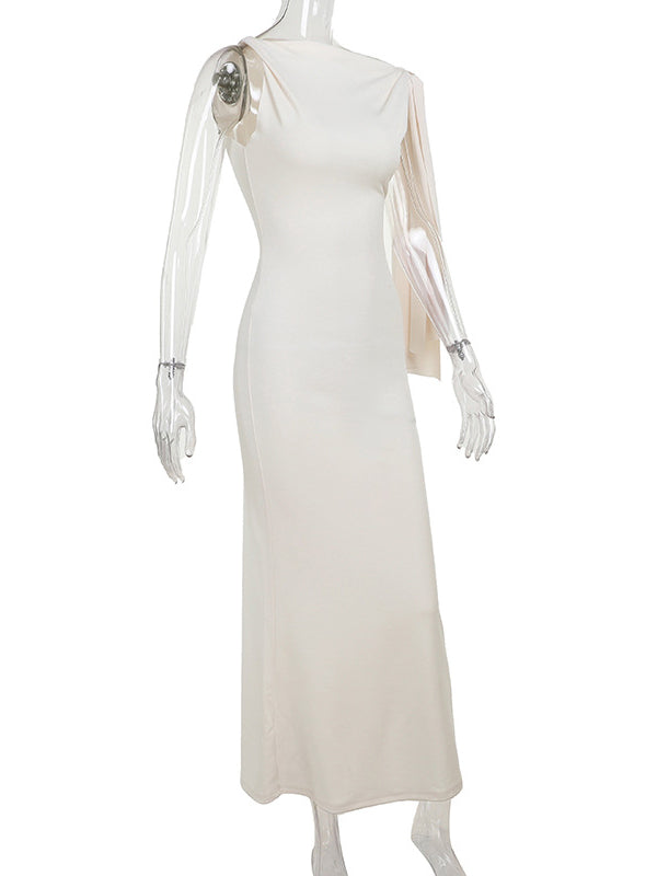 Momnfancy Strap Ties One Shoulder Baby Shower Maternity Maxi Dress