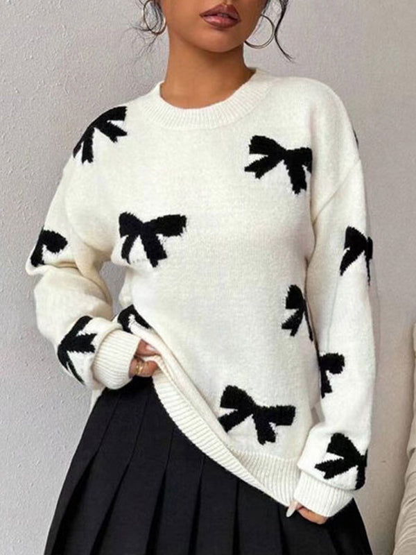 Momnfancy Apricot Oversize Knit Bow Maternity Sweater Top