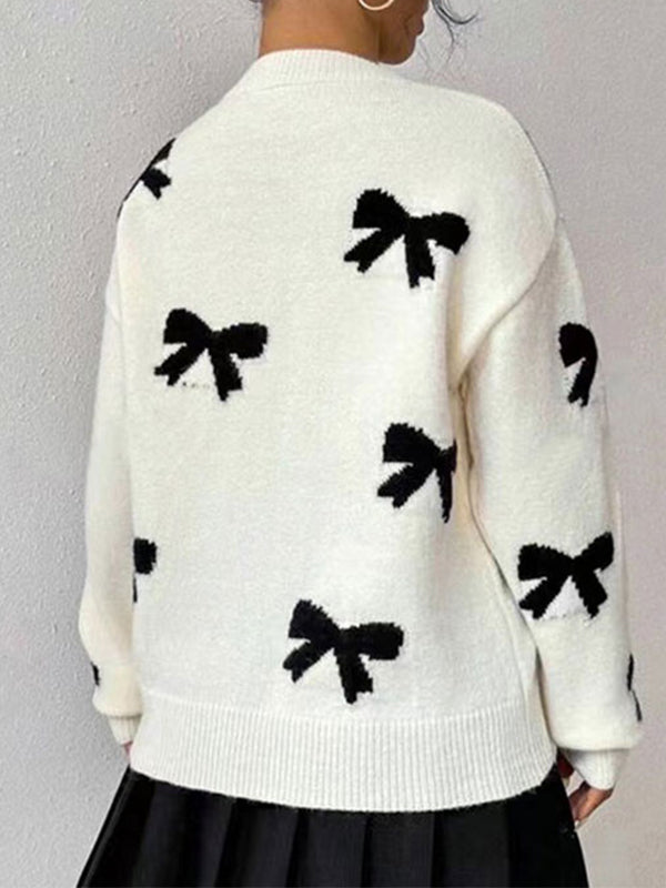 Momnfancy Apricot Oversize Knit Bow Maternity Sweater Top