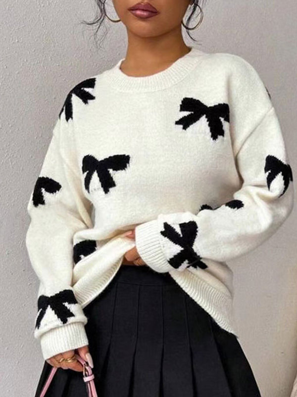 Momnfancy Apricot Oversize Knit Bow Maternity Sweater Top
