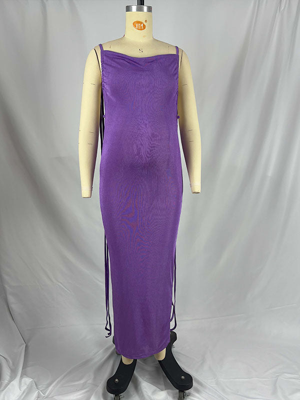 Momnfancy Solid Color Backless Bodycon Photoshoot Maternity Maxi Dress