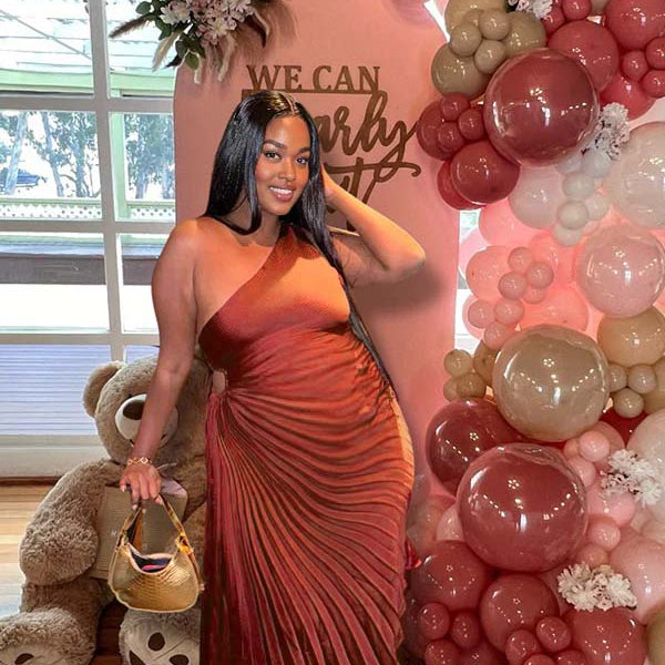 Momnfancy Ruched Oblique Shoulder Cut-out Maternity Maxi Dress