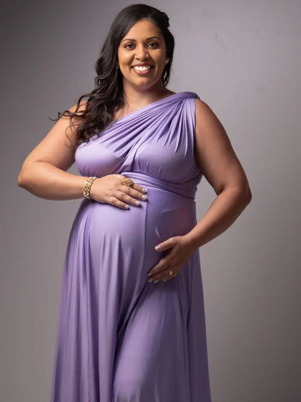 Momnfancy Wrap Convertible Backless Tie Back Maternity Photoshoot Maxi Dress