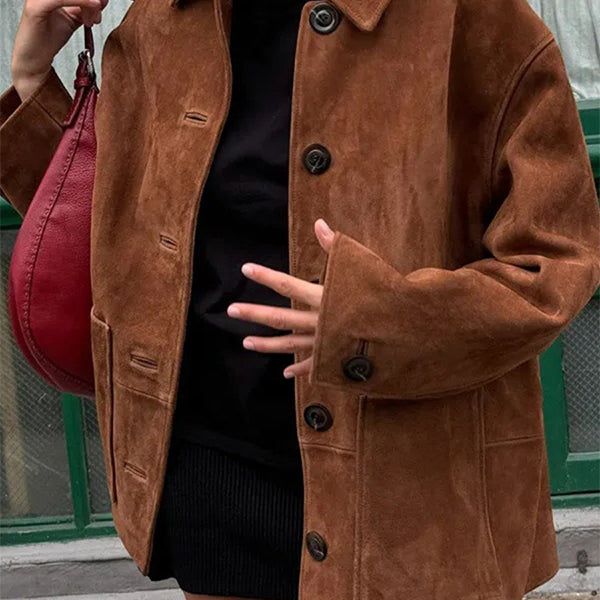 Momnfancy Turndown Collar Shirt Jacket Oversized Pocket Coat Street Style Maternity Maxi Dress