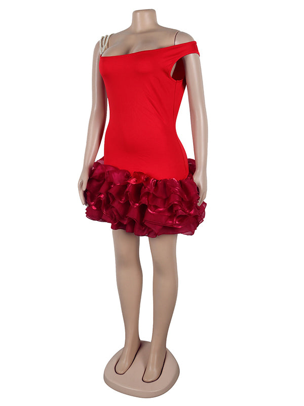 Momnfancy Solid color Off Shoulder Peal Tulle Party Baby Shower Bodycon Maternity Mini Dress