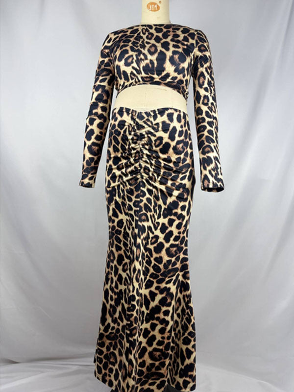 Momnfancy Lepoard 2-in-1 Bodycon Photoshoot Maternity Maxi Dress