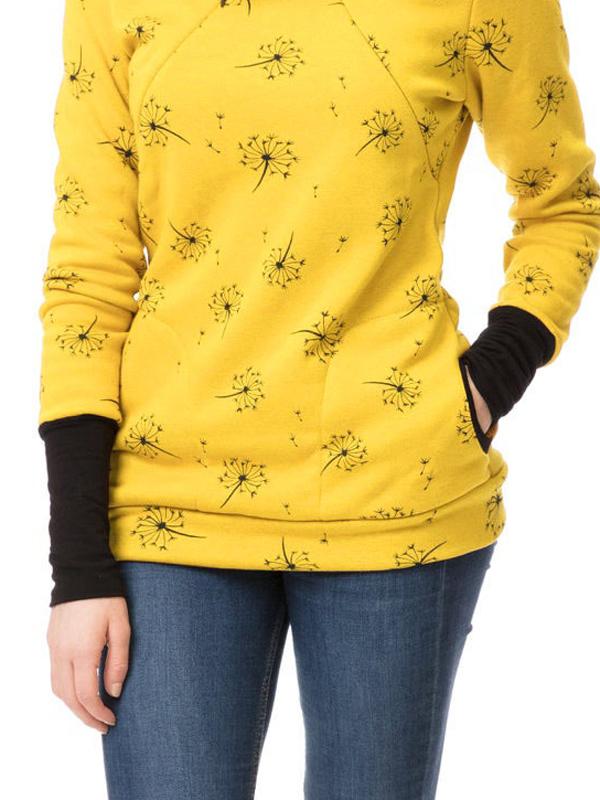 Momnfancy Nursing Sweatshirt Dandelion Pockets turtleneck Pregnant Maternity Top