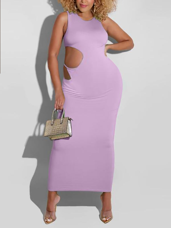 Momnfancy Orange Cut Out Irregular Sleeveless Pregnancy Bodycon Baby Shower Maternity Maxi Dress