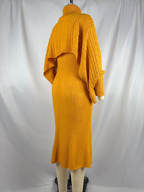 Momnfancy Solid Color Knitting 2-in-1 Bodycon Baby Shower Maternity Sweater Midi Dress