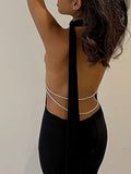Momnfancy Black Off Shoulder Backless Beading Irregular Bodycon Party Elegant Maternity Maxi Dress