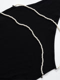Momnfancy Black Off Shoulder Backless Beading Irregular Bodycon Party Elegant Maternity Maxi Dress