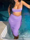 Momnfancy Purple 2-in-1 Crop Bodycon Spaghetti Strap Halter Neck Lace Up Backless Halter Neck Fashion Baby Shower Maternity Maxi Dress